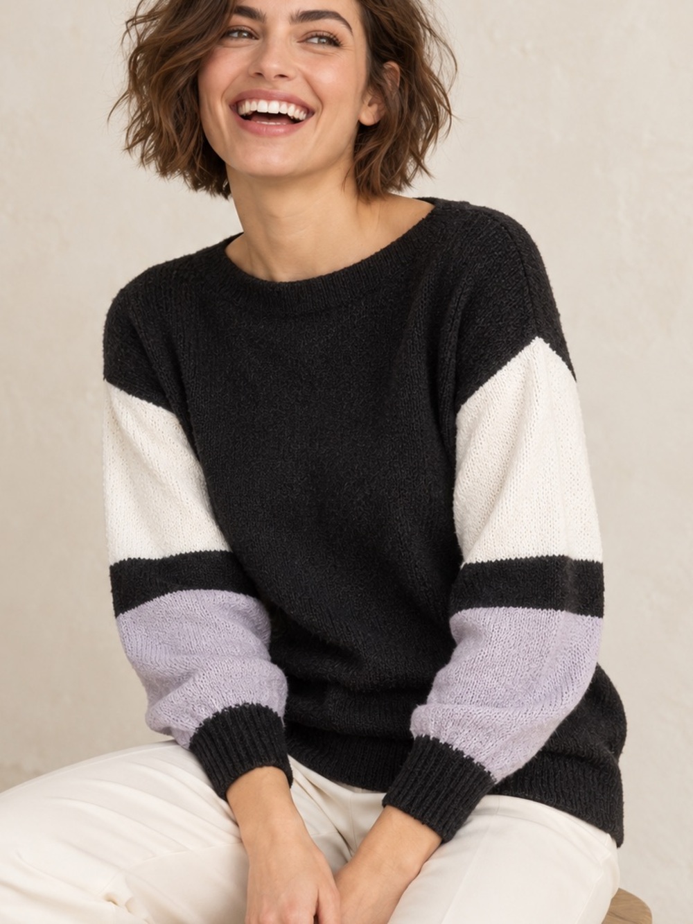 Modern Colorblock Knit Sweater | Elevated Casual Minimalist Pullover